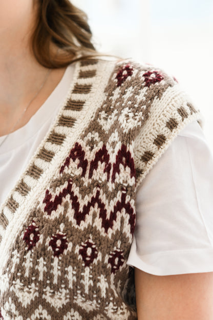 Опис вʼязання Lebkuchenhäuschen Vest