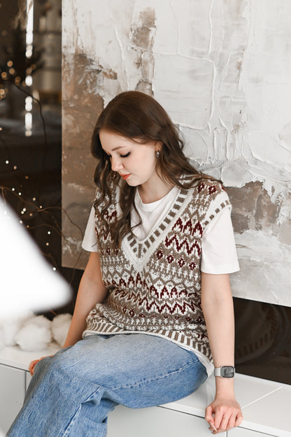Опис вʼязання Lebkuchenhäuschen Vest