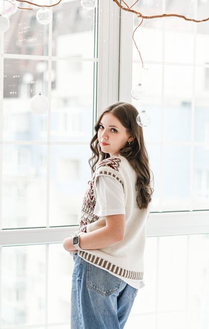 Опис вʼязання Lebkuchenhäuschen Vest