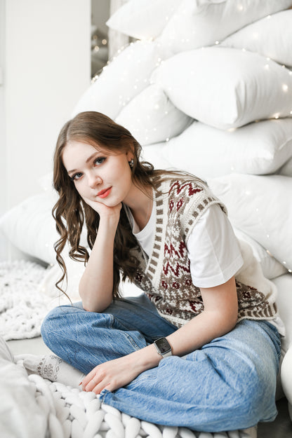Опис вʼязання Lebkuchenhäuschen Vest