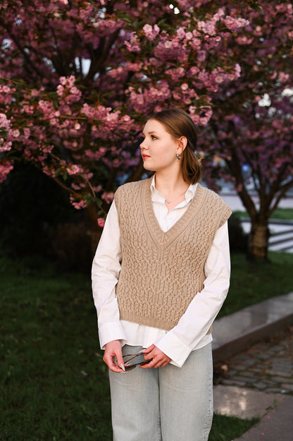 Опис вʼязання Vinca Vest